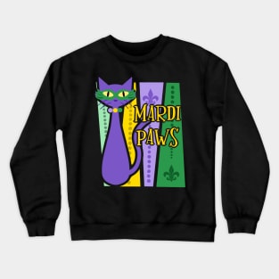 Mardi Paws Mid Century Modern Mardi Gras Funny Cat Crewneck Sweatshirt